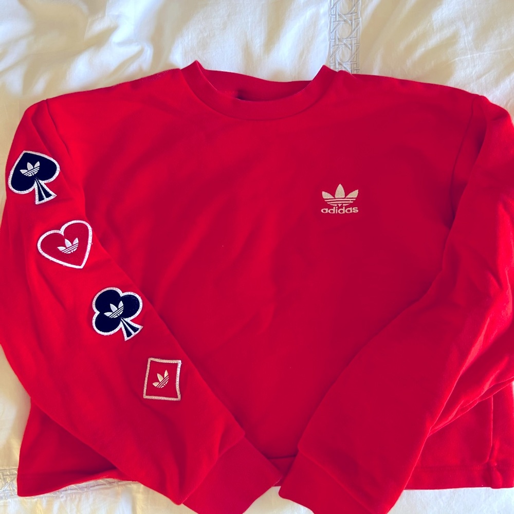 Adidas sweatshirt red size xs great sleeves!! Cropped